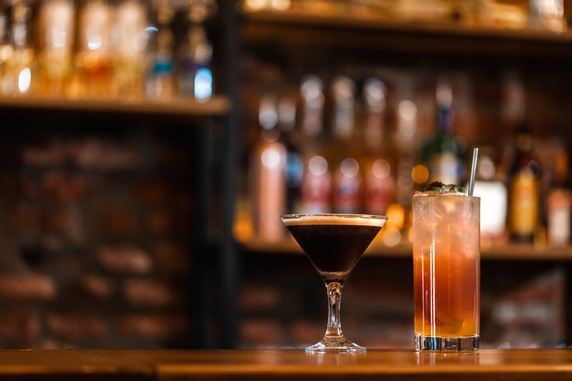 Delicious cocktails in the bar. Hot and cold cocktail with alcoh